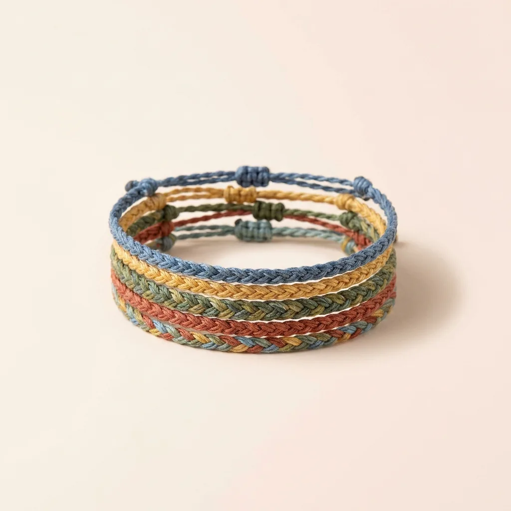 Braided Cord Friendship Bracelet Set (6 Pieces)