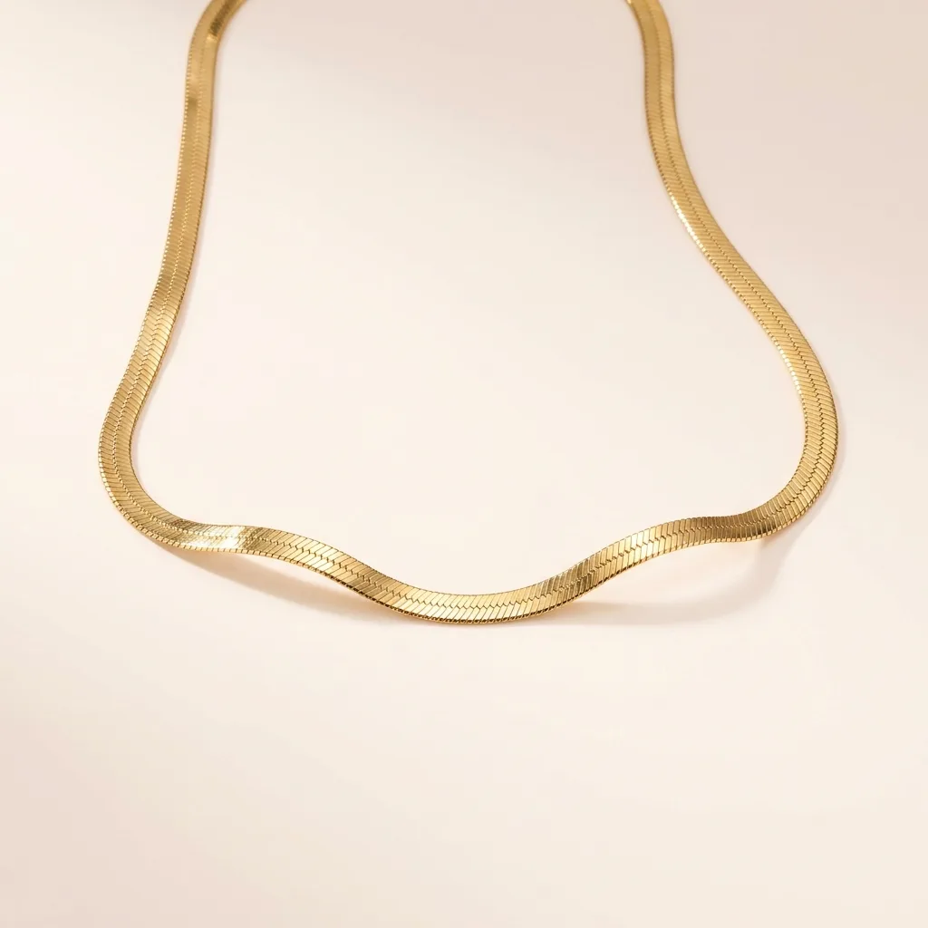 Gold-Plated Herringbone Choker Necklace