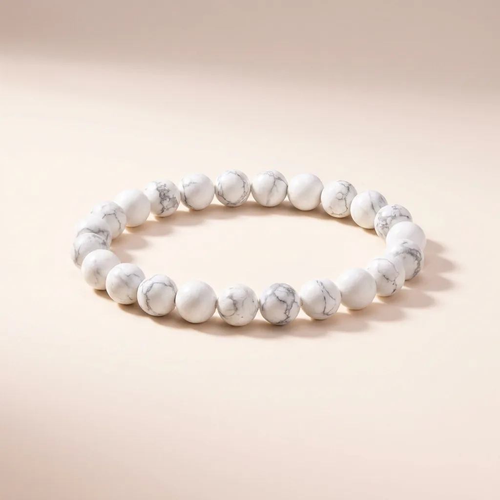 White Howlite Beaded Bracelet (8mm)