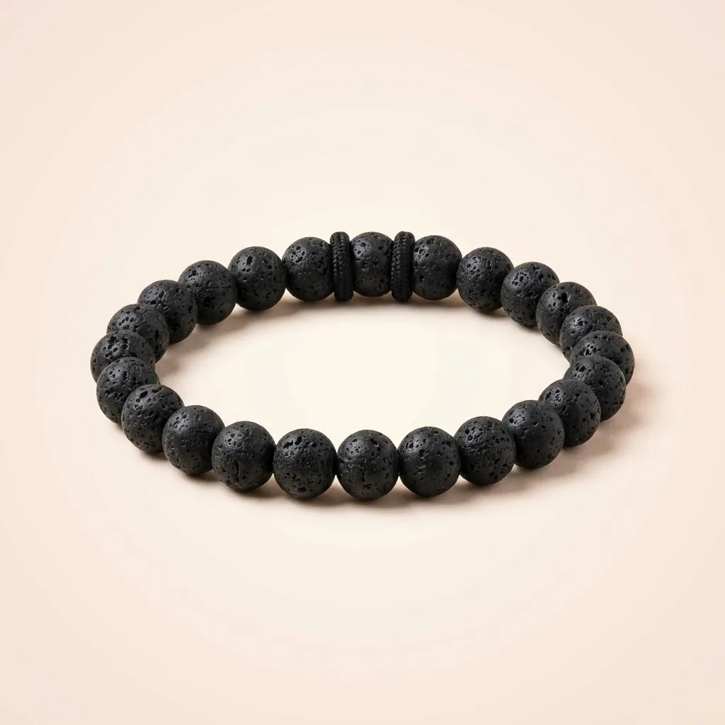 Black Lava Stone Bead Bracelet