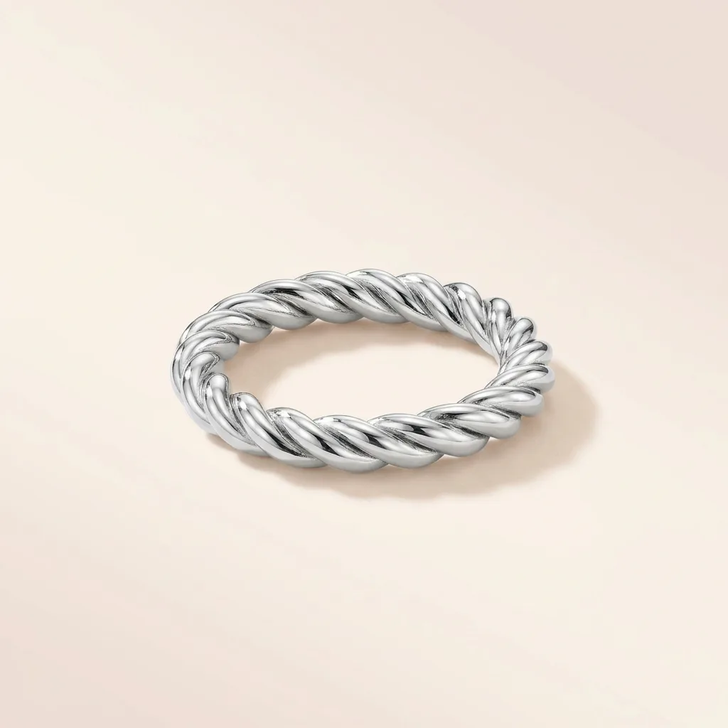 Twisted Rope Band Ring, Silver-Tone