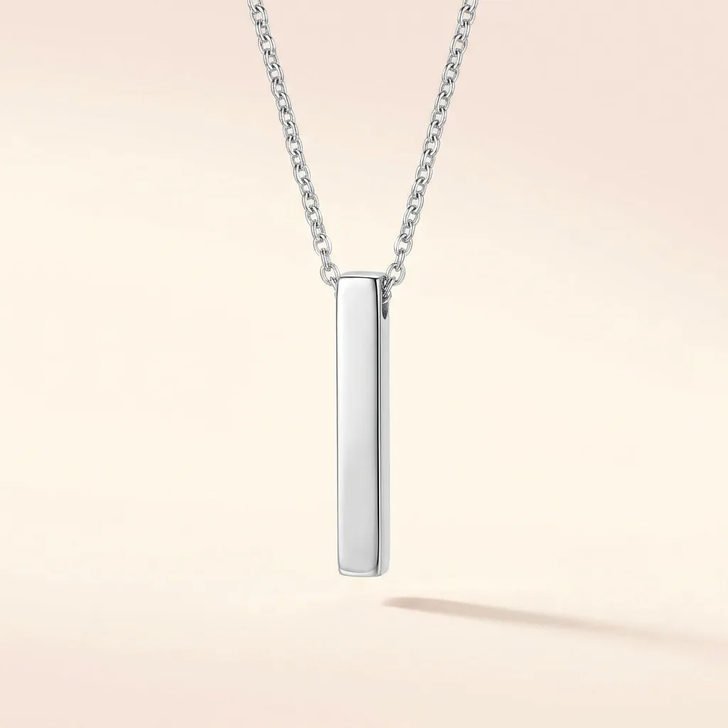 925 Sterling Silver Bar Pendant Necklace