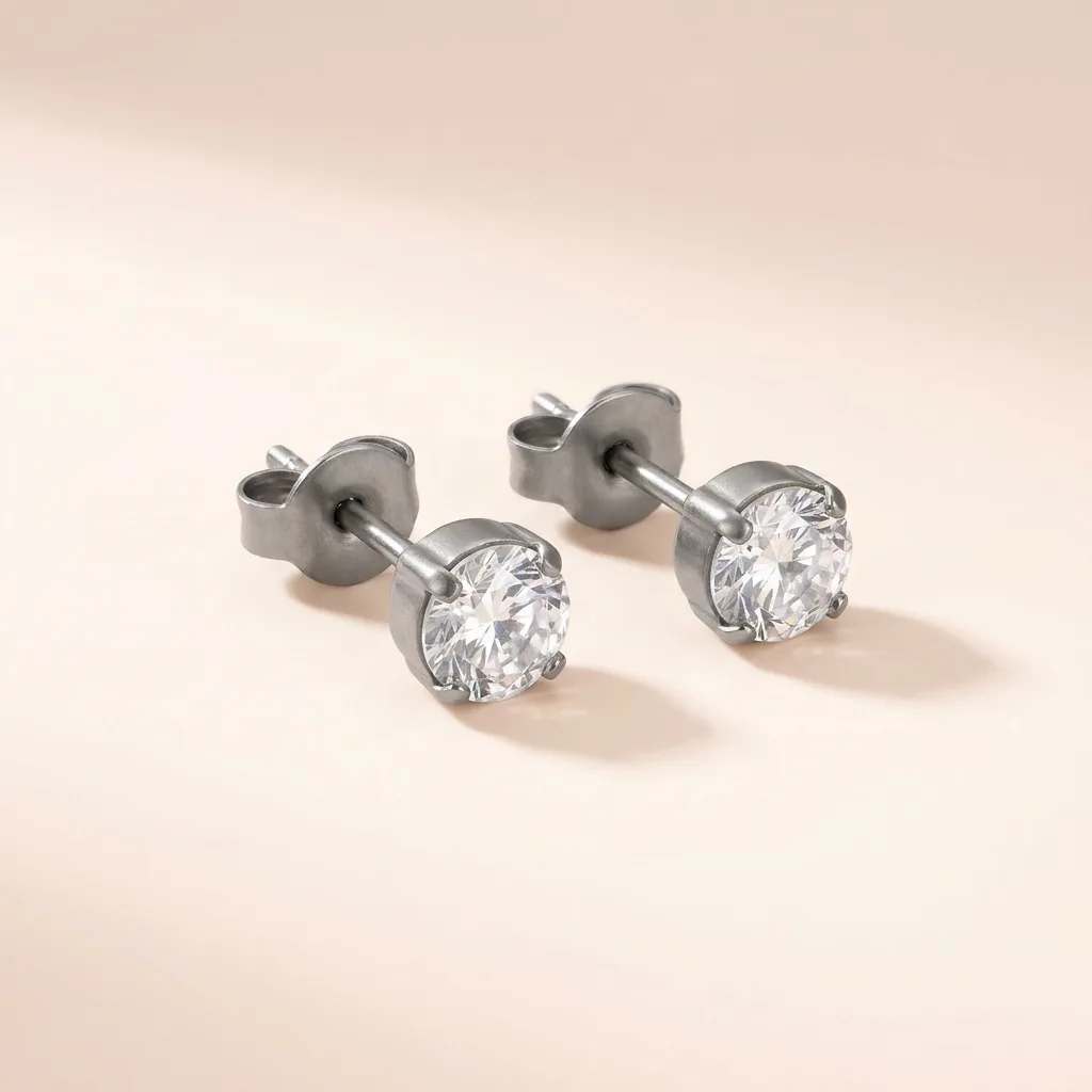 Hypoallergenic Titanium Stud Earrings with Cubic Zirconia